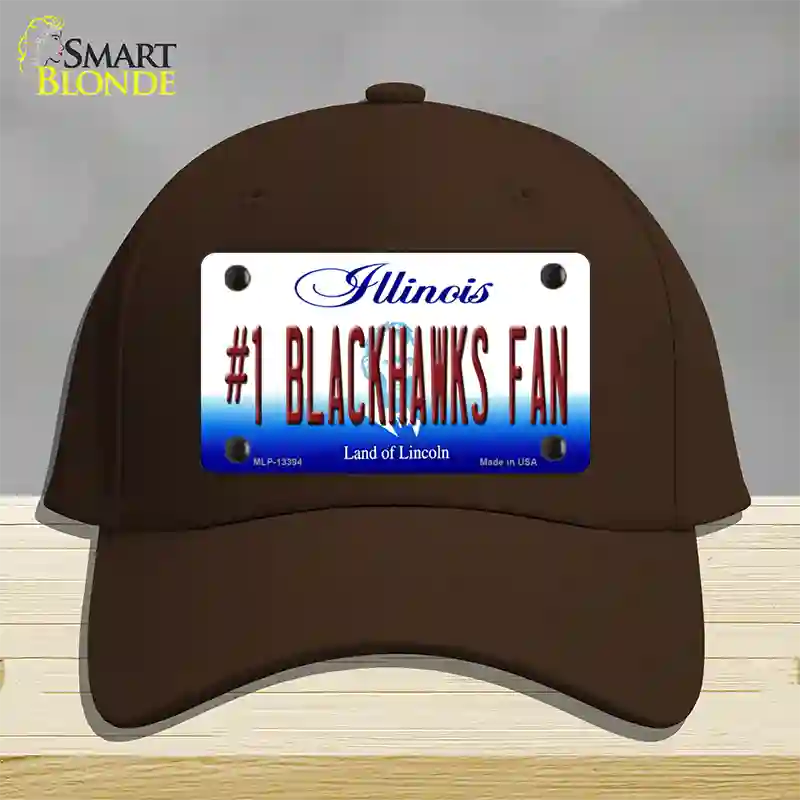 Number 1 Blackhawks Fan Novelty License Plate Hat Tag Cotton / Dark Brown