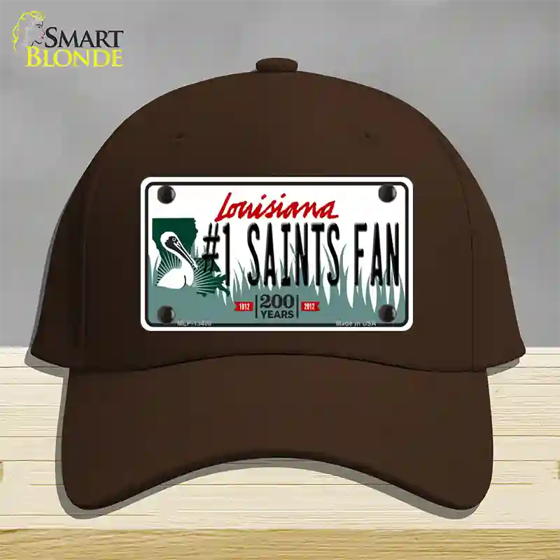 Number 1 Saints Fan Novelty License Plate Hat Tag Cotton / Dark Brown