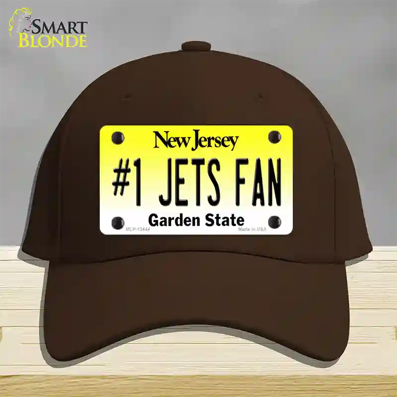 Number 1 Jets Fan Novelty License Plate Hat Tag Cotton / Dark Brown