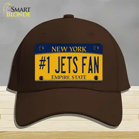 Number 1 Jets Fan New York Novelty License Plate Hat Tag Cotton / Dark Brown