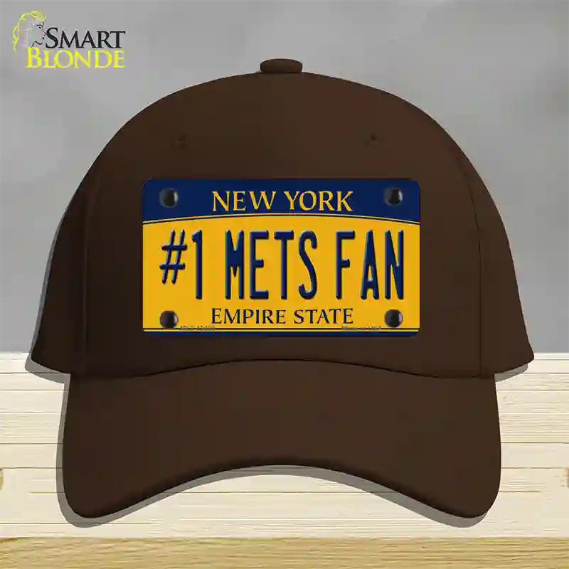 Number 1 Mets Fan Novelty License Plate Hat Tag Cotton / Dark Brown