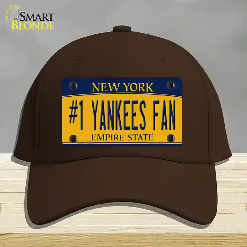 Number 1 Yankees Fan Novelty License Plate Hat Tag Cotton / Dark Brown