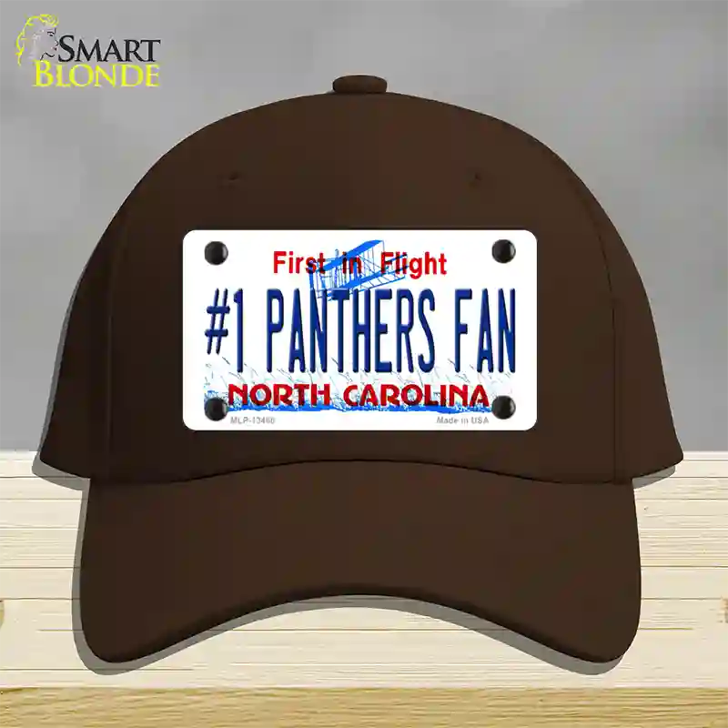 Number 1 Panthers Fan NC Novelty License Plate Hat Tag Cotton / Dark Brown