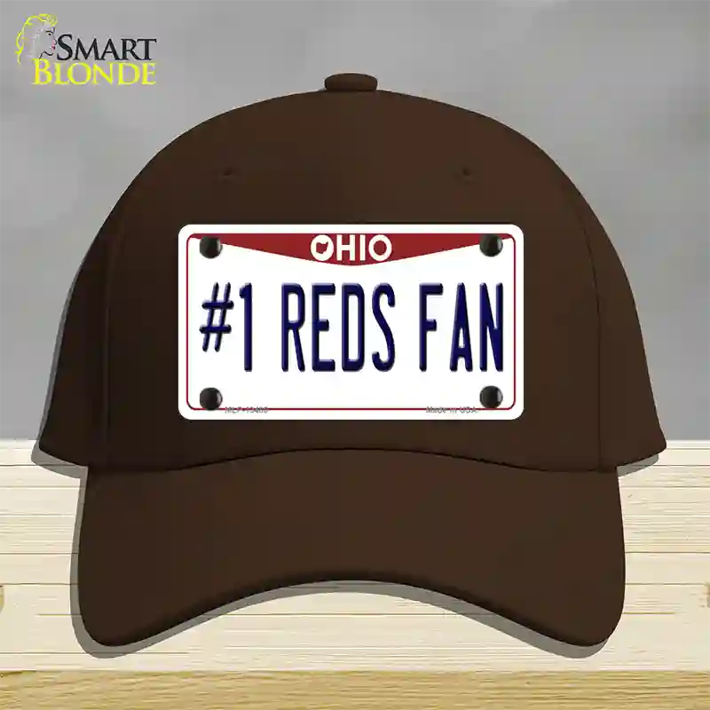 Number 1 Reds Fan Novelty License Plate Hat Tag Cotton / Dark Brown