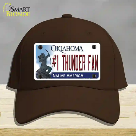 Number 1 Thunder Fan Novelty License Plate Hat Tag Cotton / Dark Brown