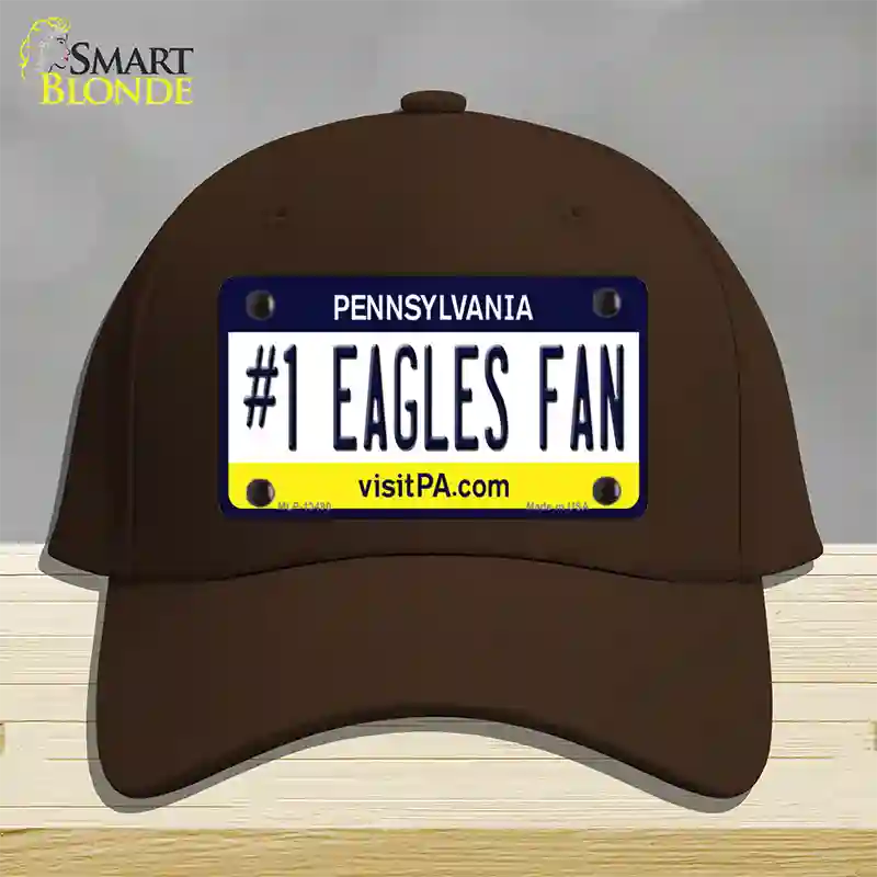 Number 1 Eagles Fan Novelty License Plate Hat Tag Cotton / Dark Brown