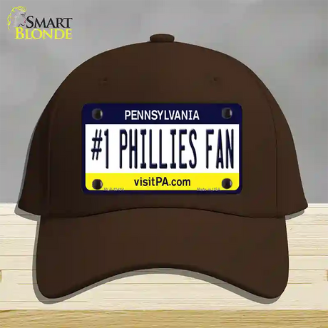 Number 1 Phillies Fan Novelty License Plate Hat Tag Cotton / Dark Brown