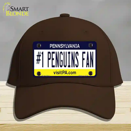 Number 1 Penguins Fan Novelty License Plate Hat Tag Cotton / Dark Brown