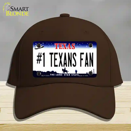 Number 1 Texans Fan Novelty License Plate Hat Tag Cotton / Dark Brown