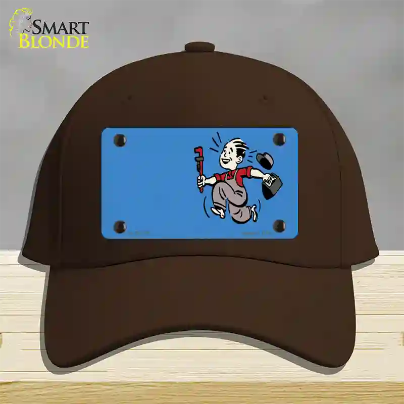 Plumber Offset Novelty License Plate Hat Cotton / Dark Brown