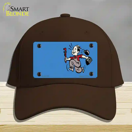 Plumber Offset Novelty License Plate Hat Cotton / Dark Brown