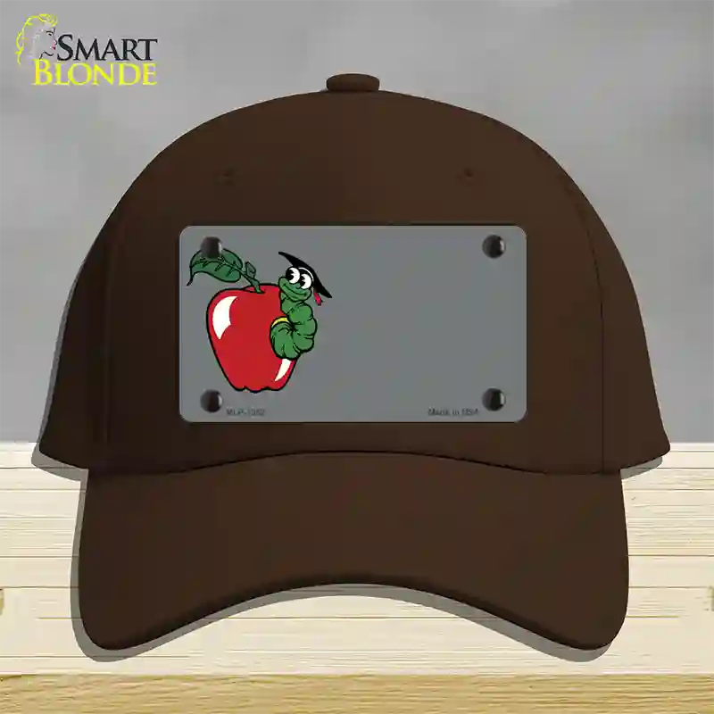 Teacher Apple Offset Novelty License Plate Hat Cotton / Dark Brown