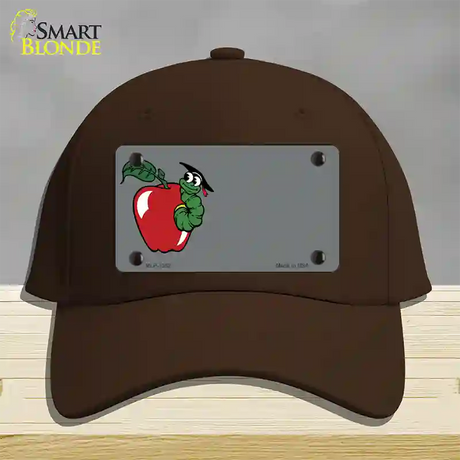 Teacher Apple Offset Novelty License Plate Hat Cotton / Dark Brown