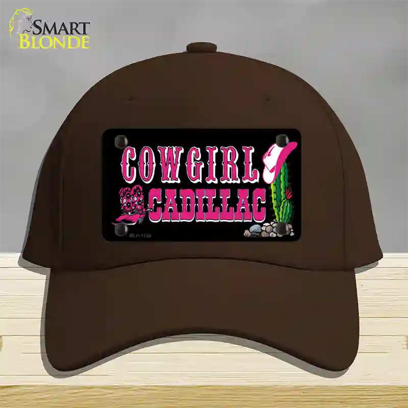 Cowgirl Cadillac Novelty License Plate Hat Cotton / Dark Brown