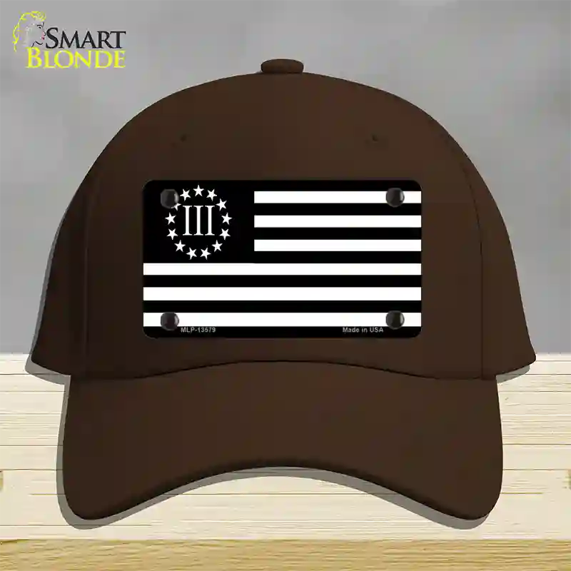 3 Percenter American Flag Novelty License Plate Hat Tag Cotton / Dark Brown