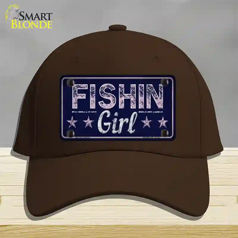 Fishin Girl Novelty License Plate Hat Tag Cotton / Dark Brown