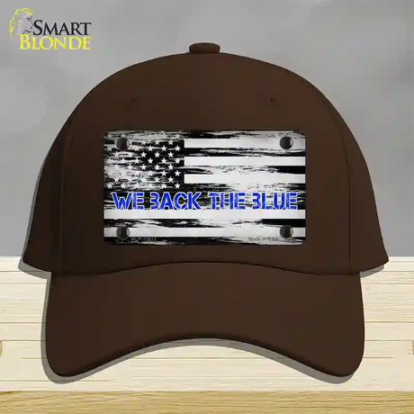 We Back The Blue Novelty License Plate Hat Tag Cotton / Dark Brown