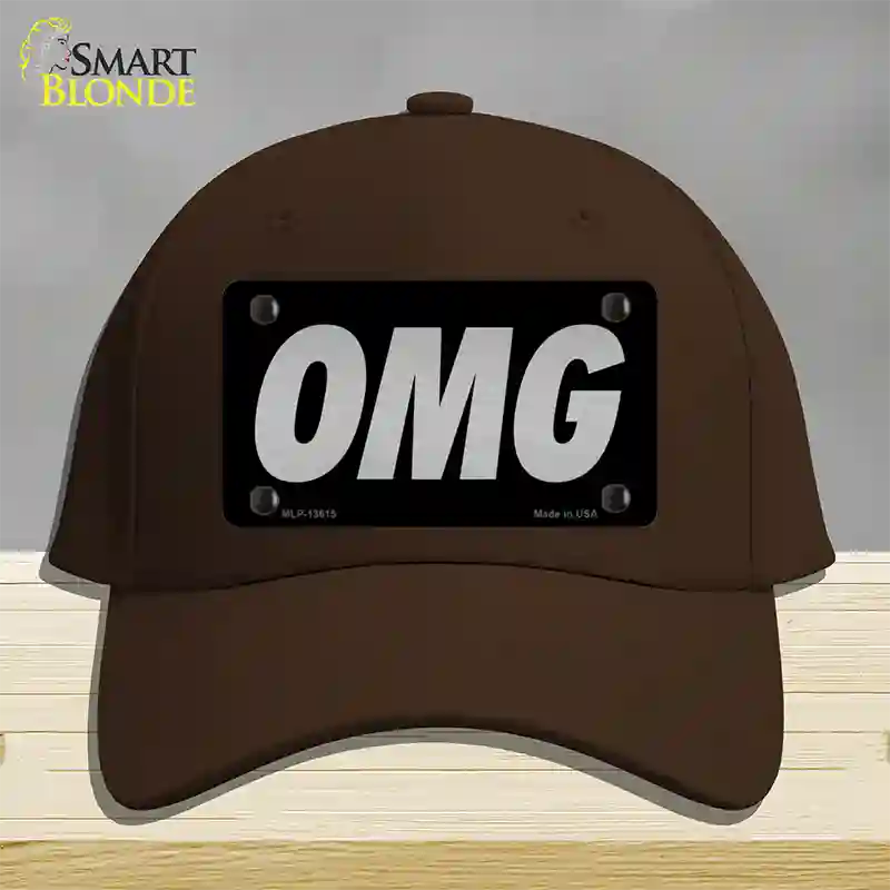 OMG Black Novelty License Plate Hat Tag Cotton / Dark Brown