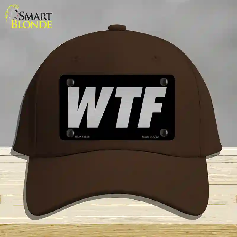 WTF Black Novelty License Plate Hat Tag Cotton / Dark Brown