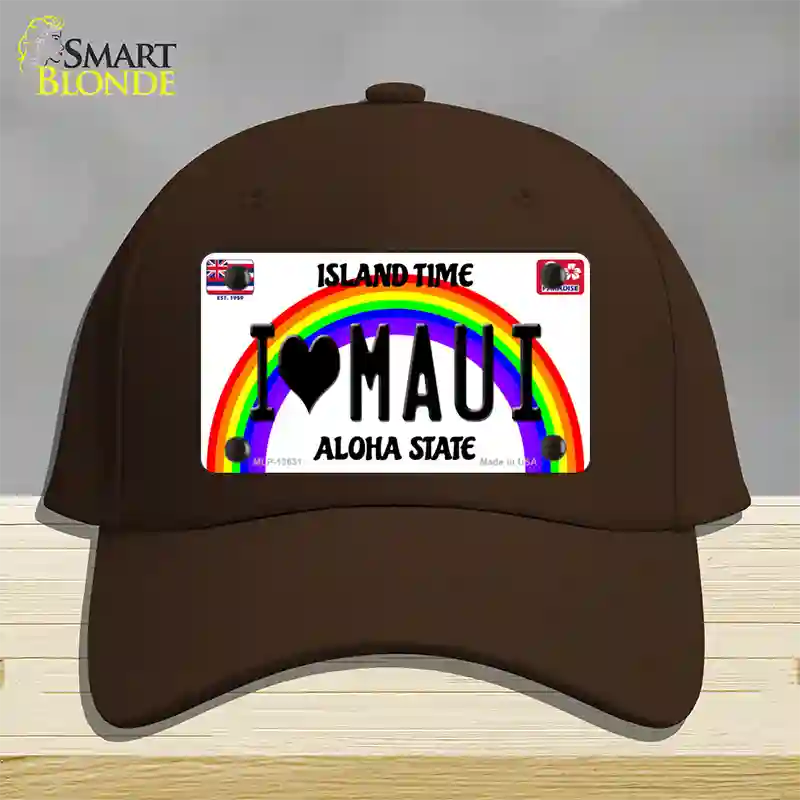 I Heart Maui Novelty License Plate Hat Tag Cotton / Dark Brown