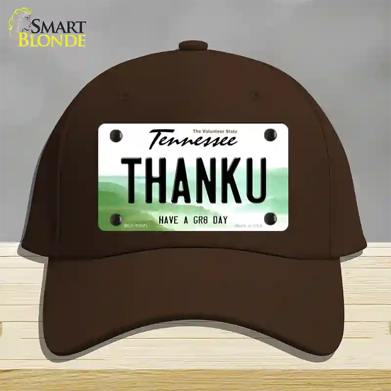 Thank You Novelty License Plate Hat Tag Cotton / Dark Brown