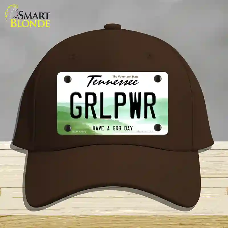 Girl Power Novelty License Plate Hat Tag Cotton / Dark Brown