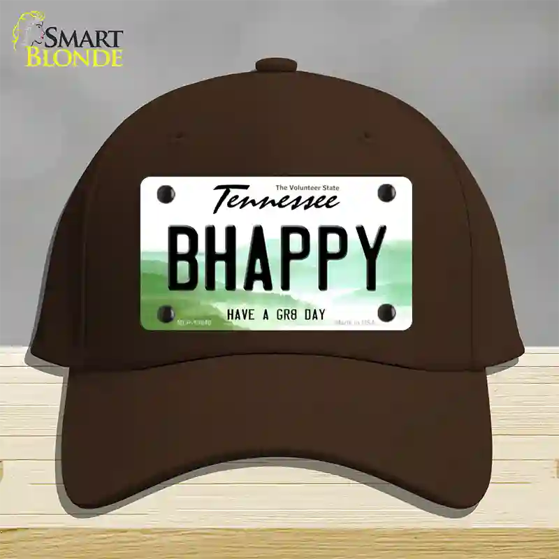 Be Happy Novelty License Plate Hat Tag Cotton / Dark Brown