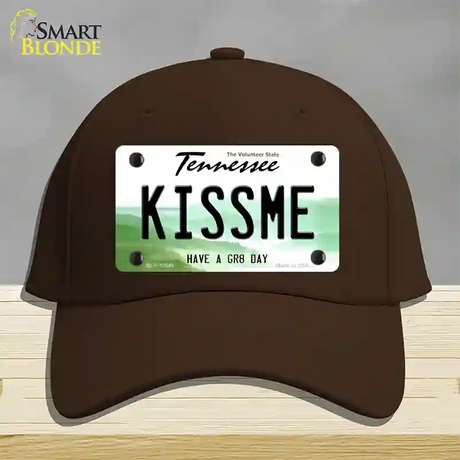 Kiss Me Novelty License Plate Hat Tag Cotton / Dark Brown