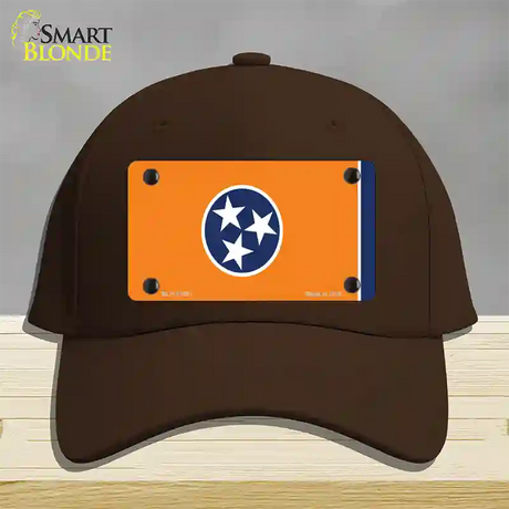 Tennessee Flag Orange Novelty License Plate Hat Tag Cotton / Dark Brown