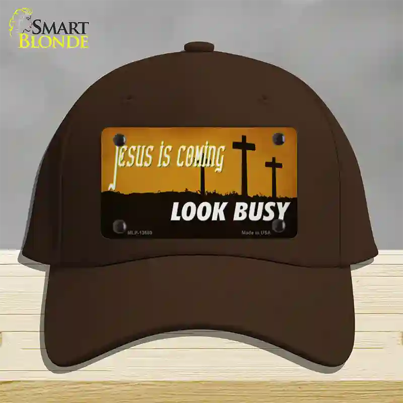 Jesus Is Coming Novelty License Plate Hat Tag Cotton / Dark Brown