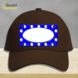 White Royal Blue Polka Dot Center Oval Novelty License Plate Hat Cotton / Dark Brown