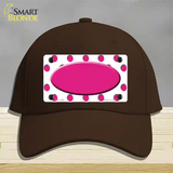 Hot Pink White Polka Dot Center Oval Novelty License Plate Hat Cotton / Dark Brown