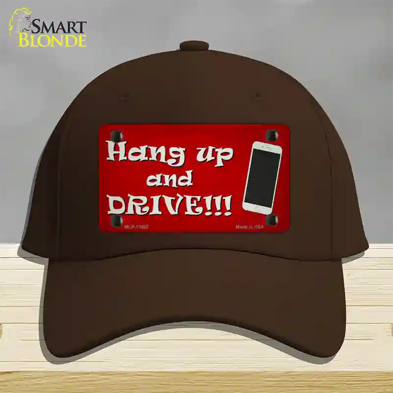 Hang Up and Drive Novelty License Plate Hat Tag Cotton / Dark Brown