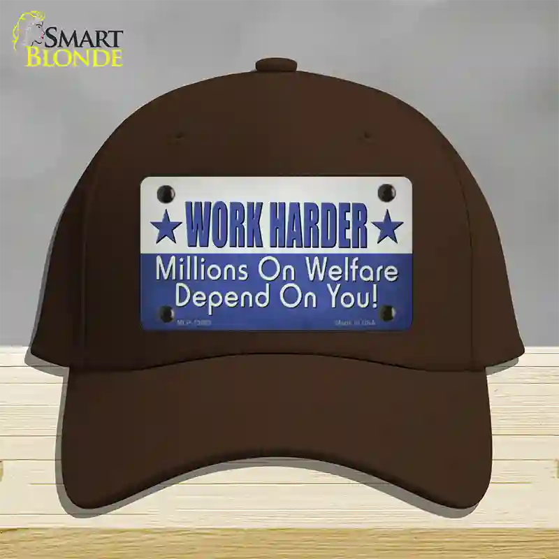 Welfare Depends On You Novelty License Plate Hat Tag Cotton / Dark Brown