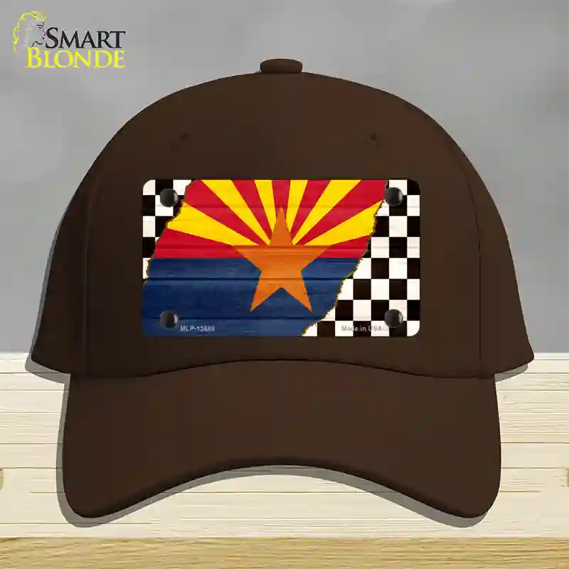 Arizona Racing Flag Novelty License Plate Hat Tag Cotton / Dark Brown