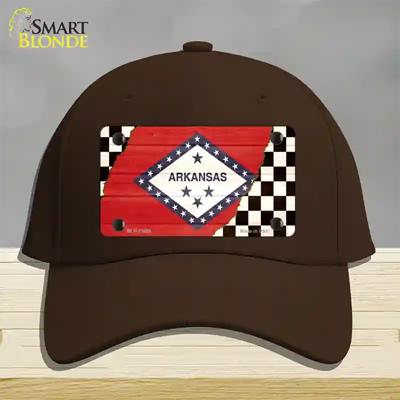 Arkansas Racing Flag Novelty License Plate Hat Tag Cotton / Dark Brown