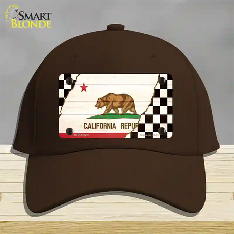 California Racing Flag Novelty License Plate Hat Tag Cotton / Dark Brown