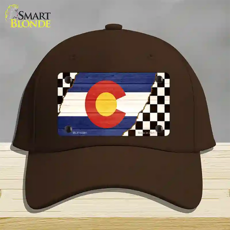 Colorado Racing Flag Novelty License Plate Hat Tag Cotton / Dark Brown