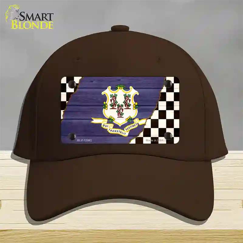 Connecticut Racing Flag Novelty License Plate Hat Tag Cotton / Dark Brown