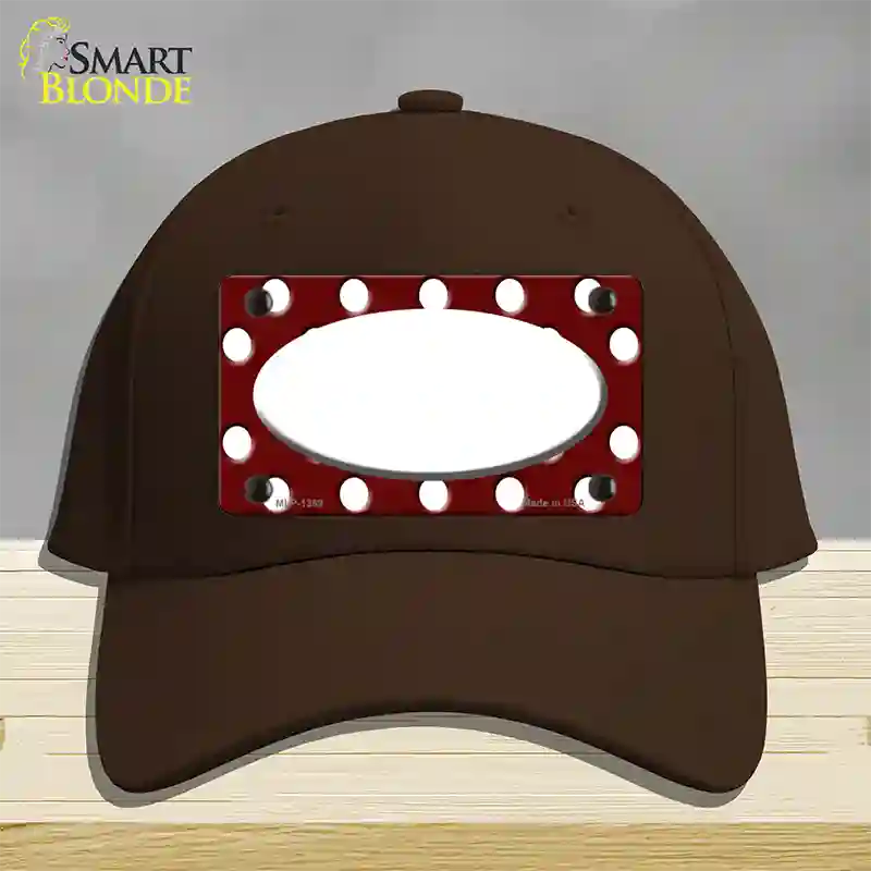 White Burgundy Polka Dot White Center Oval Novelty License Plate Hat Cotton / Dark Brown