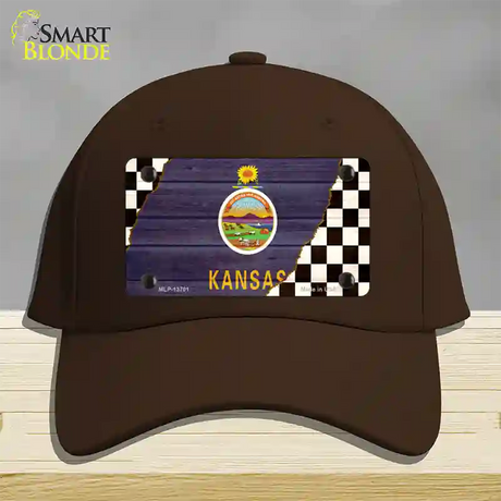 Kansas Racing Flag Novelty License Plate Hat Tag Cotton / Dark Brown