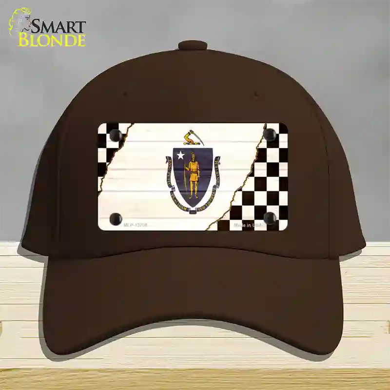 Massachusetts Racing Flag Novelty License Plate Hat Tag Cotton / Dark Brown