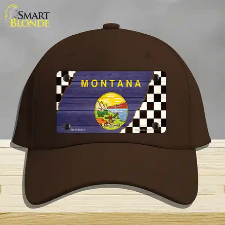 Montana Racing Flag Novelty License Plate Hat Tag Cotton / Dark Brown