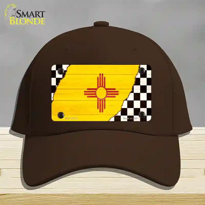 New Mexico Racing Flag Novelty License Plate Hat Tag Cotton / Dark Brown