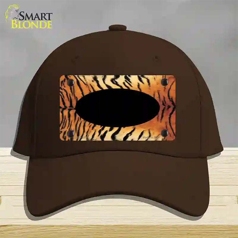 Tiger With Black Center Oval Novelty License Plate Hat Cotton / Dark Brown