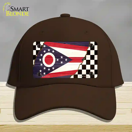 Ohio Racing Flag Novelty License Plate Hat Tag Cotton / Dark Brown