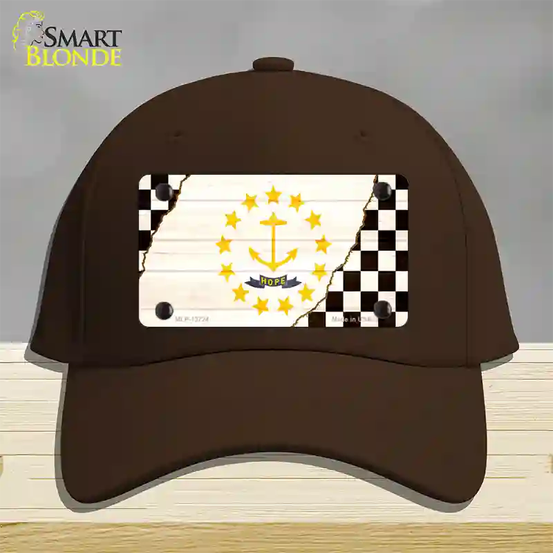 Rhode Island Racing Flag Novelty License Plate Hat Tag Cotton / Dark Brown