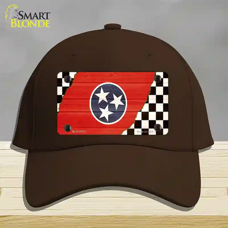 Tennessee Racing Flag Novelty License Plate Hat Tag Cotton / Dark Brown