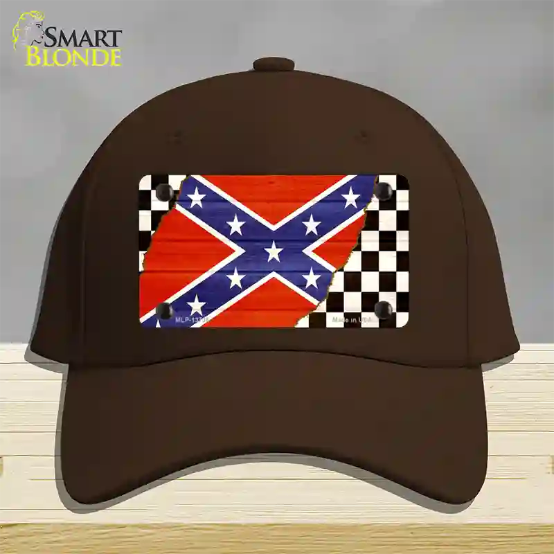 Confederate Racing Flag Novelty License Plate Hat Tag Cotton / Dark Brown