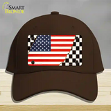 USA Racing Flag Novelty License Plate Hat Tag Cotton / Dark Brown